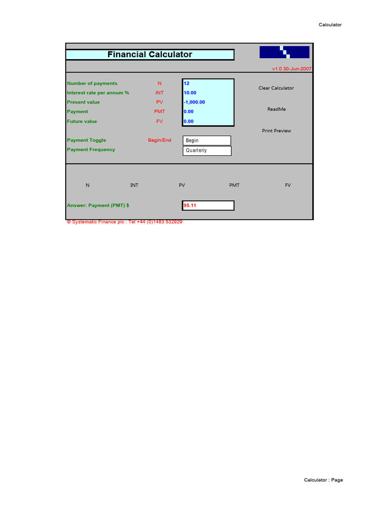 Online Financial Calculator Guide | PDF | Present Value | Interest