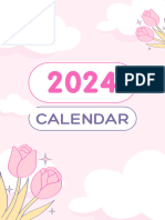 Pastel Pink Cute Illustrative 2024 Notes Calendar A4 Document