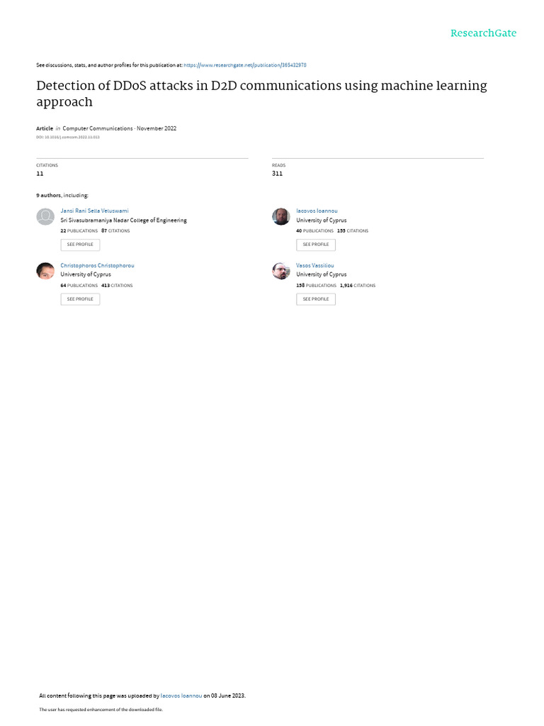 Detection of DDoS Attacks in D2D Communication Environment Using ...