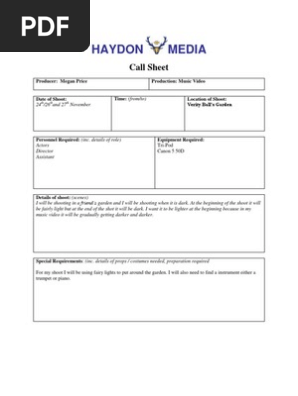 Call Sheet