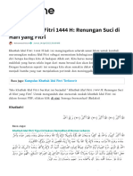 Khutbah Idul Fitri 1444 H - Renungan Suci Di Hari Yang Fitri - NU Online