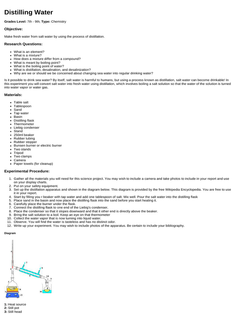 Salt Water Distillation | Download Free PDF | Distillation | Water
