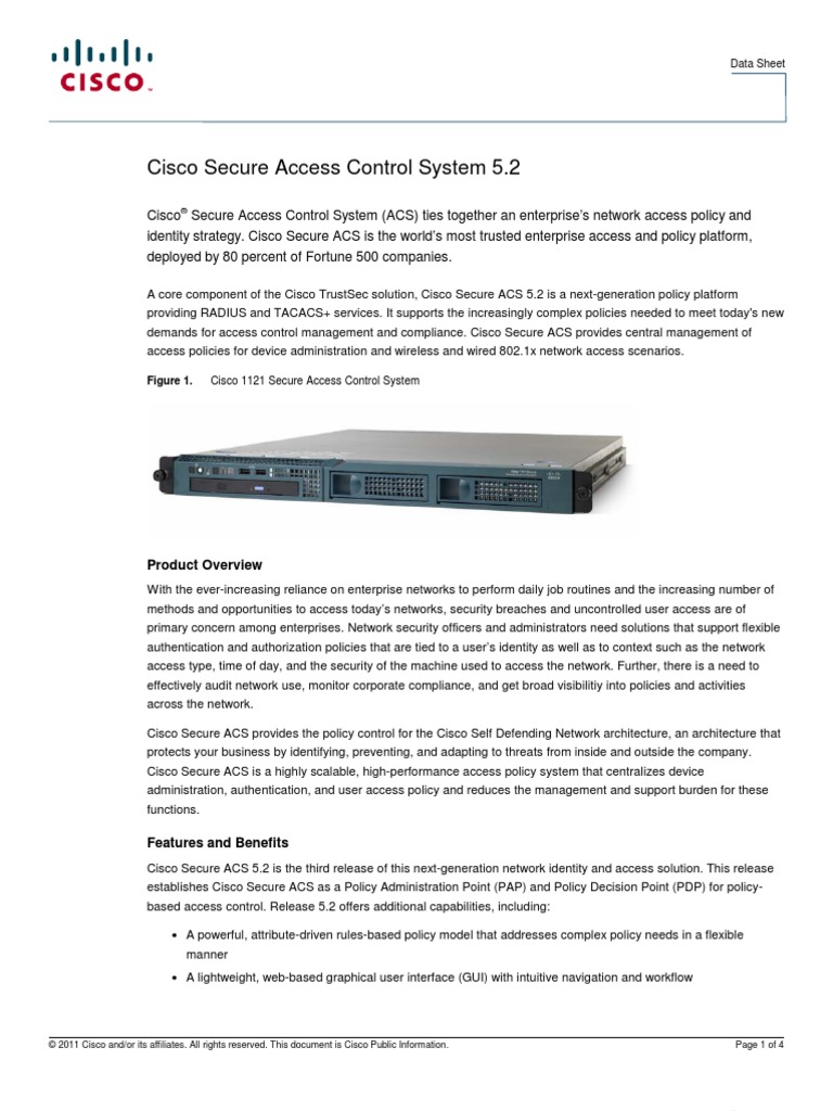 Cisco ACS Data Sheet | PDF | Cisco Systems | Access Control