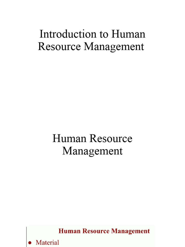 Introduction To Human Resource Management | PDF | Human Resource ...