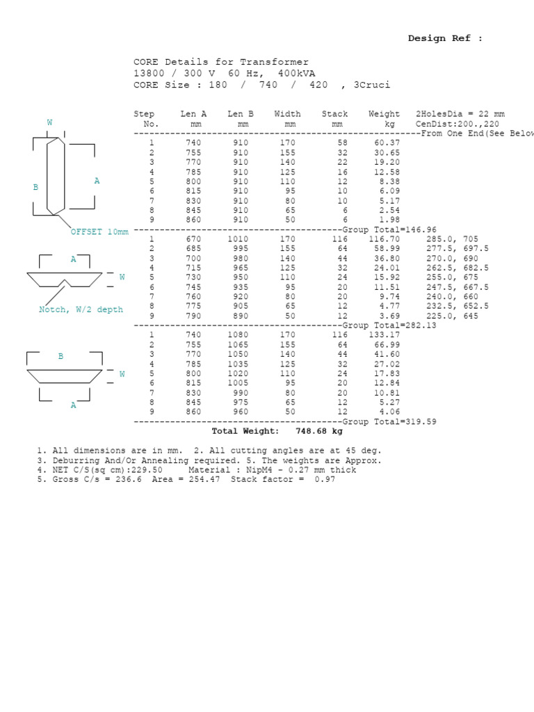 Transformer Core Design Specifications | PDF | Technology & Engineering