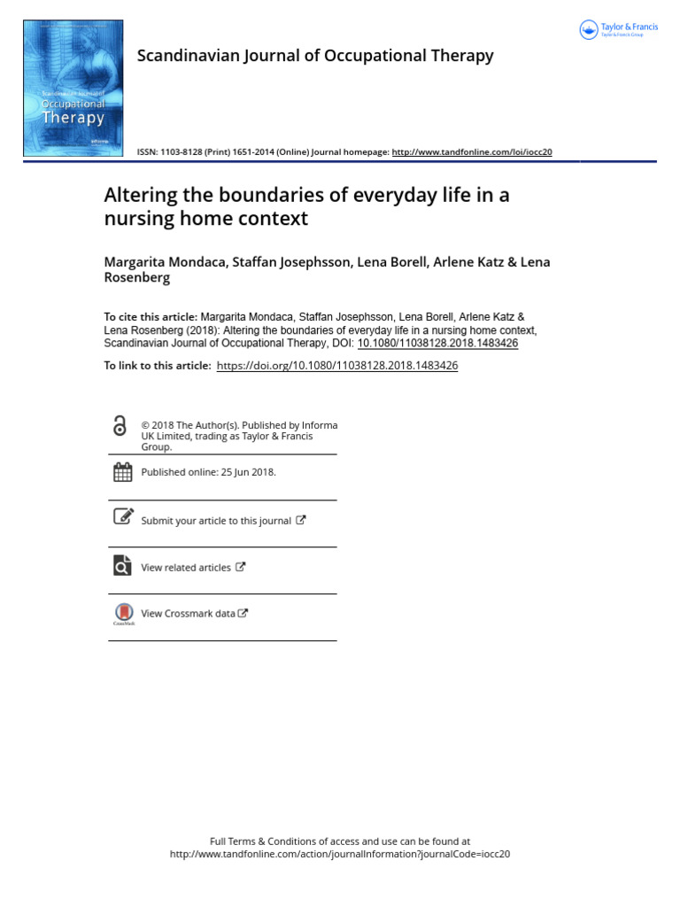 Altering The Boundaries of Everyday Life in A Nursing Home Context ...
