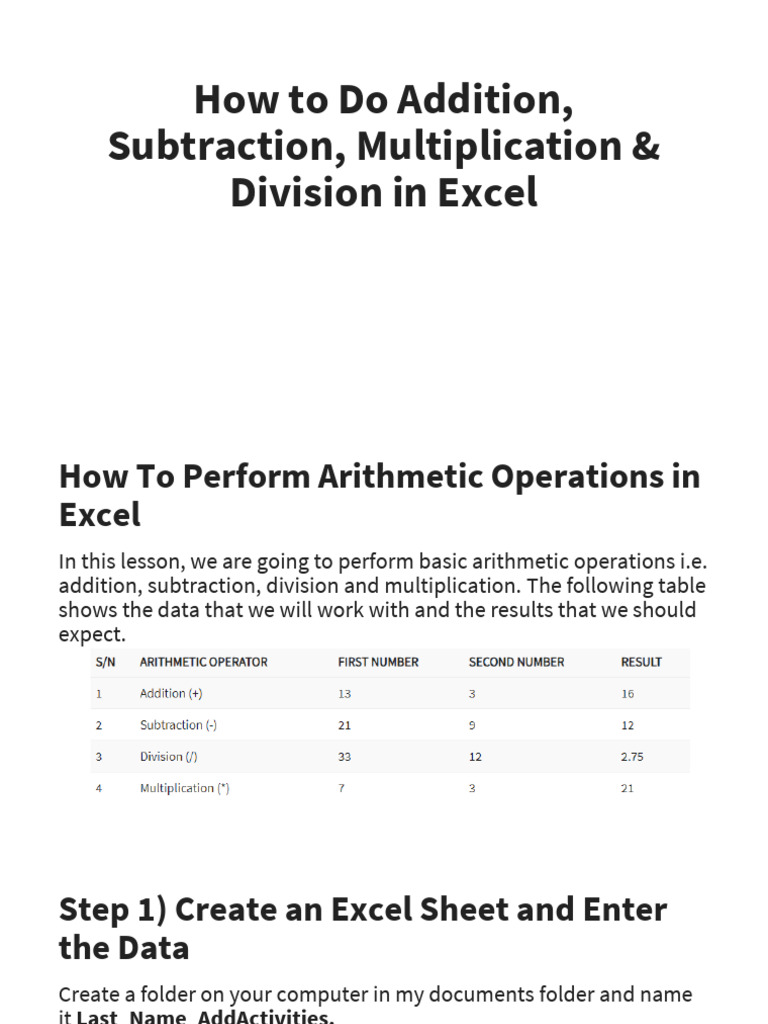 How to Do Addition Subtraction | PDF | Microsoft Excel | Arithmetic