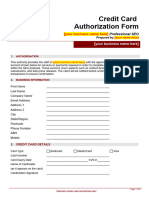 Credit Card Authorisation Form