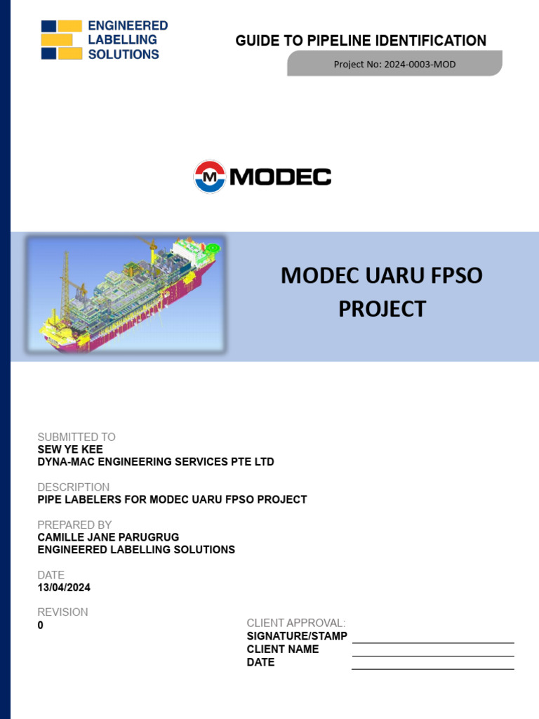 MODEC UARU FPSO Pipeline Labelling Guide | PDF | Sodium Hydroxide ...