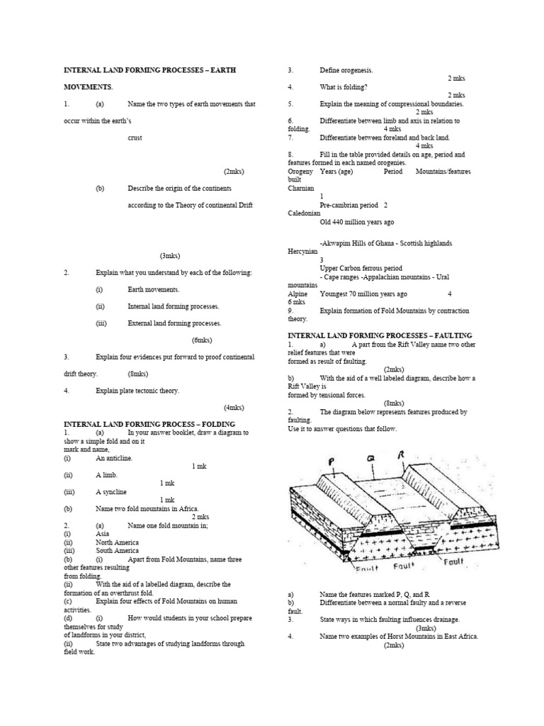 Internal Land Forming Processes Explained | PDF | Volcanism | Volcano