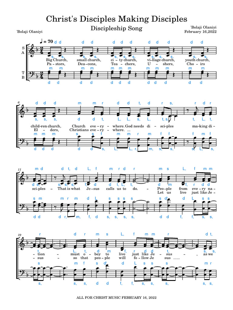 Disciples of Christ Sheet Music | PDF | Disciple (Christianity ...