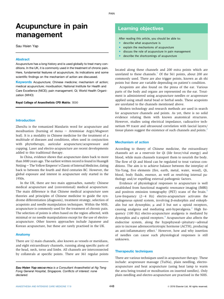 Acupuncture for Chronic Pain Relief | PDF | Acupuncture | Traditional ...