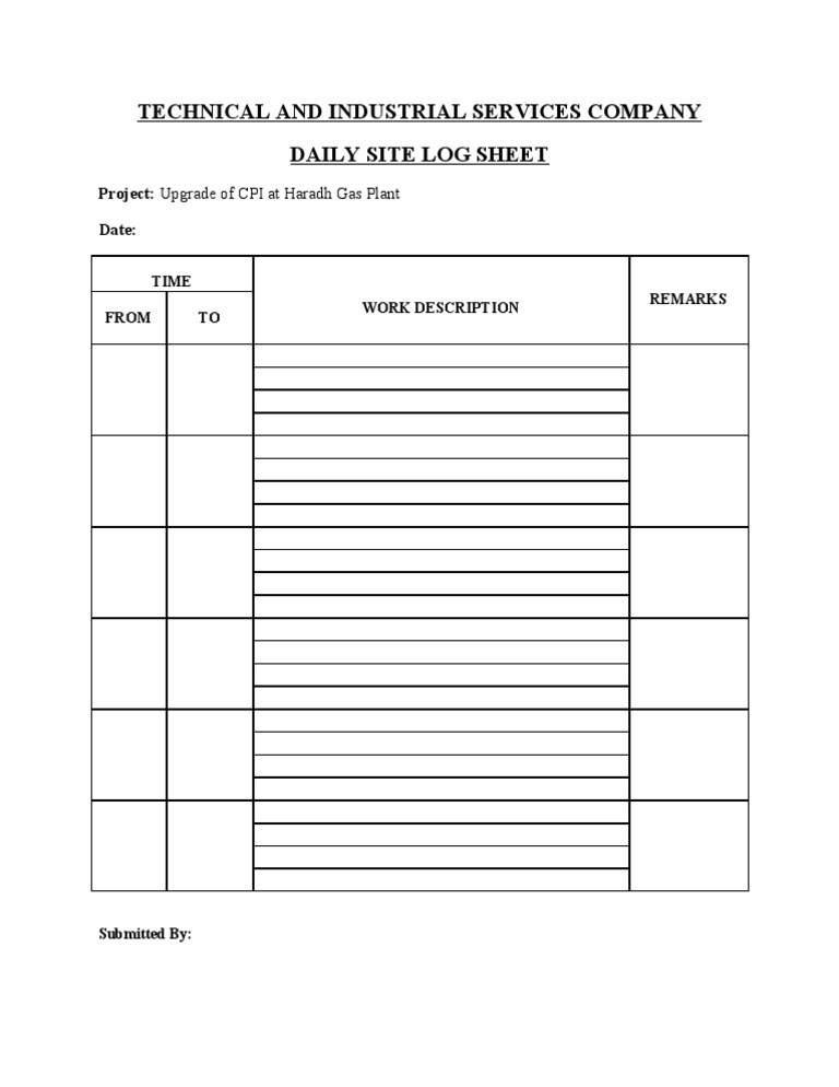 Daily Site Log Sheet | PDF | Business | Computers