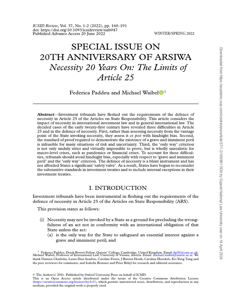 Necessity 20 years on the limits of article 25 pdf risk uncertainty