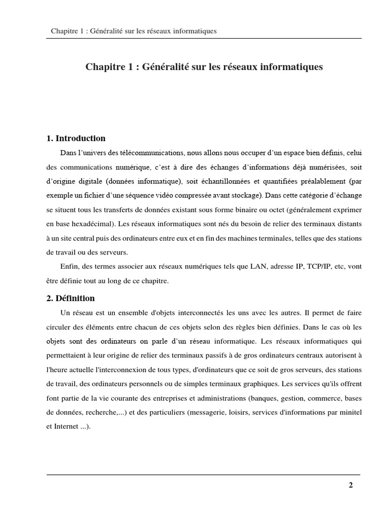 Introduction aux réseaux informatiques | PDF | Topologie de réseau ...