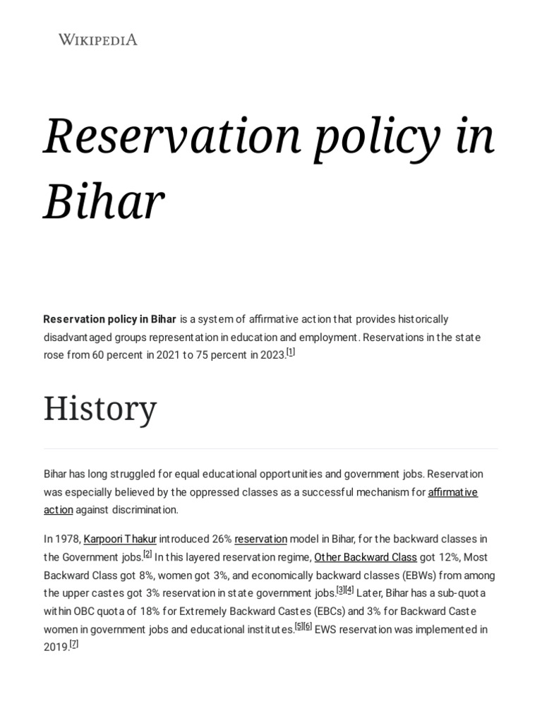 Bihar Reservation Policy Overview 2023 | PDF | Politics Of India ...