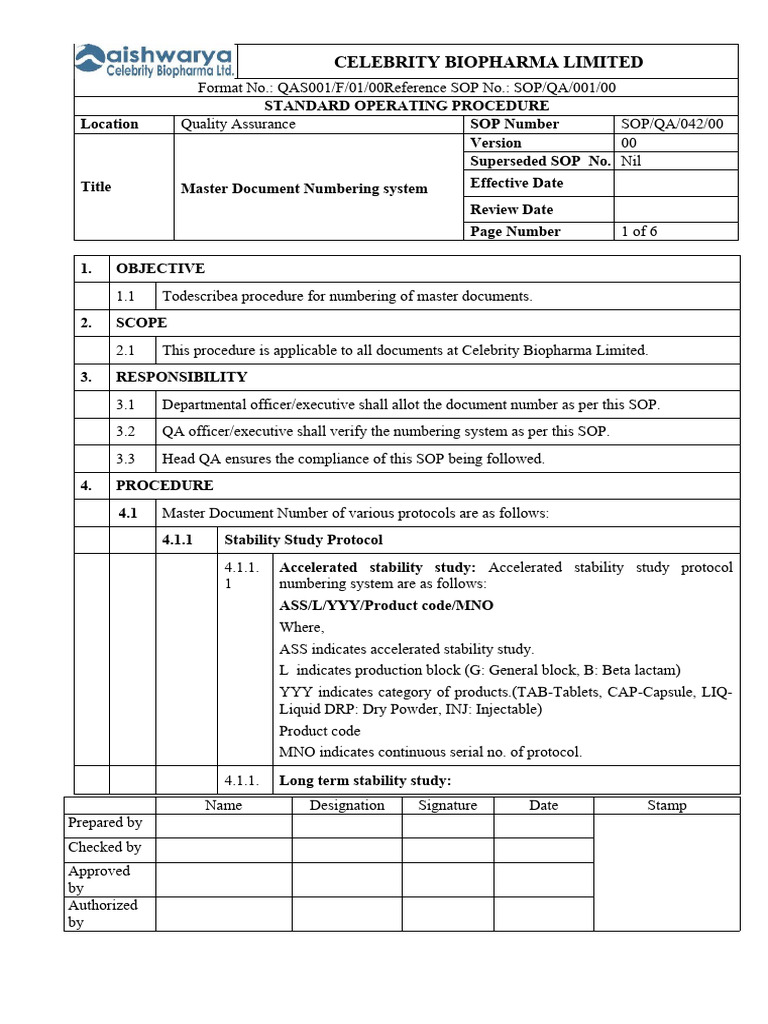 Master Document Numbering SOP | PDF | Quality | Business Process