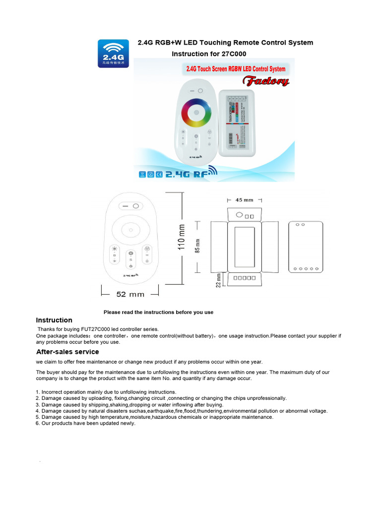 Instructions RemoteControl 27C000 | PDF | Power Supply | Color