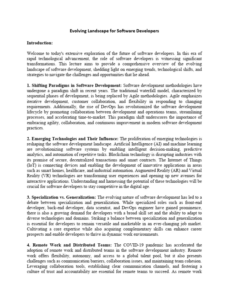Future of Software Developers | PDF | Software Development Process ...