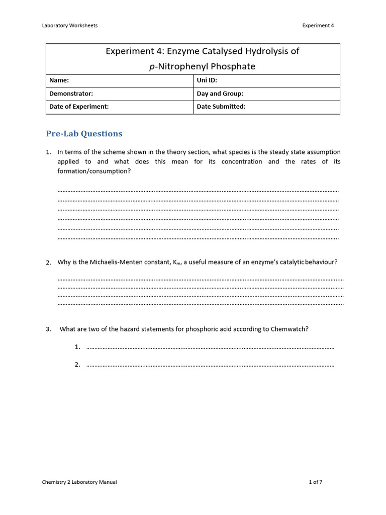 5 Ws Experiment 4 Enzyme Catalysed Hydrolysis Mje Review 2023 1