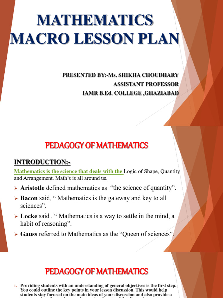 High School Mathematics Lesson Plan | PDF | Teaching Mathematics | Science