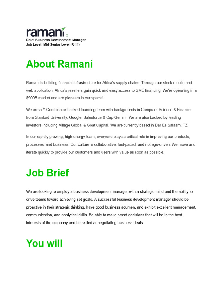 Business Development Manager - JD | PDF | Business Development ...