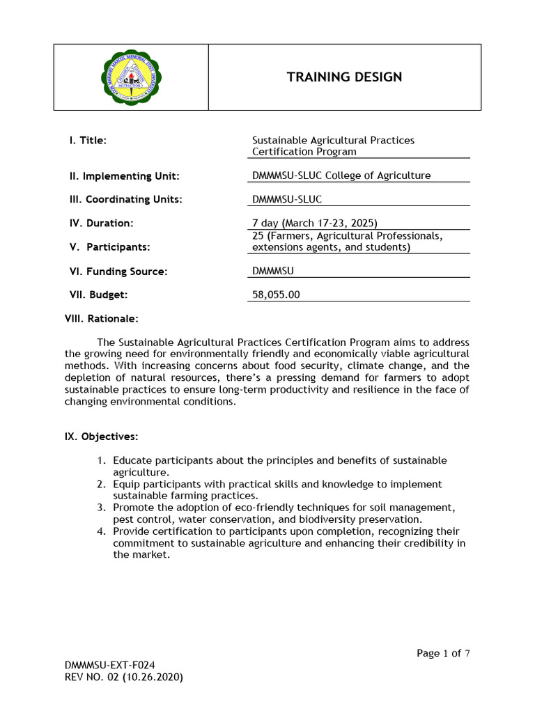Sustainable Agriculture Certification Program | PDF | Sustainable ...