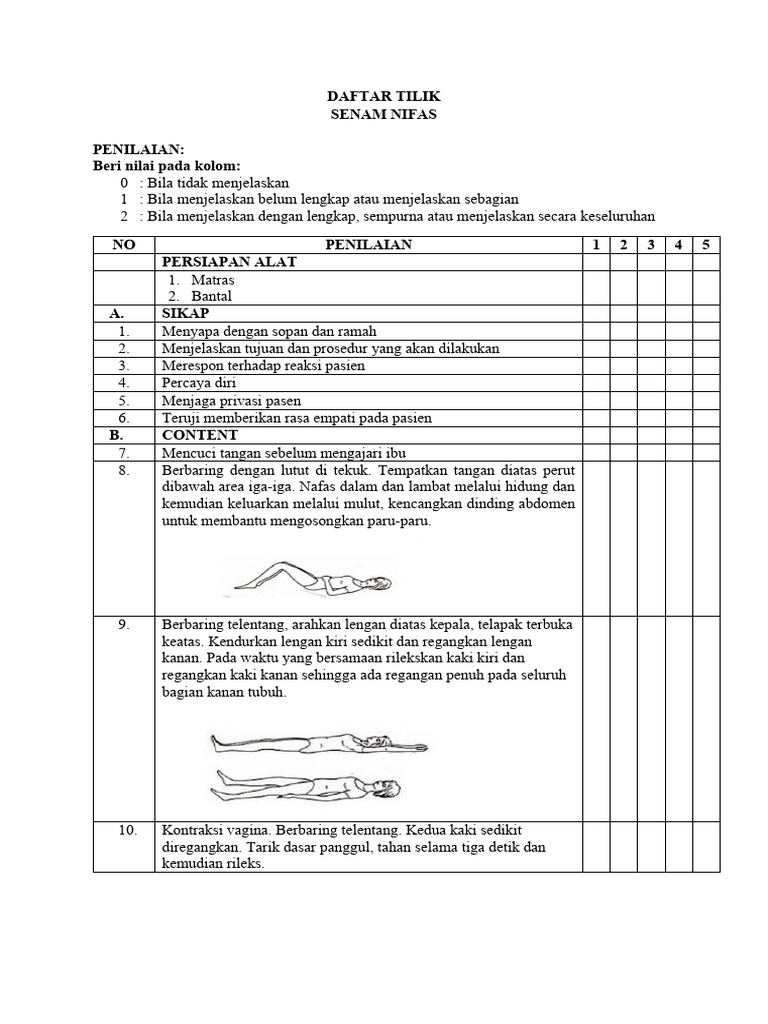 Daftar Tilik Senam Nifas Lengkap | PDF
