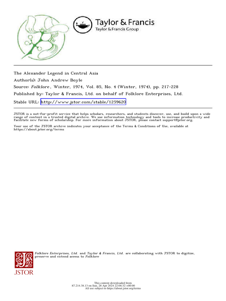 Alexander Legend in Central Asia | PDF | Social Science | History