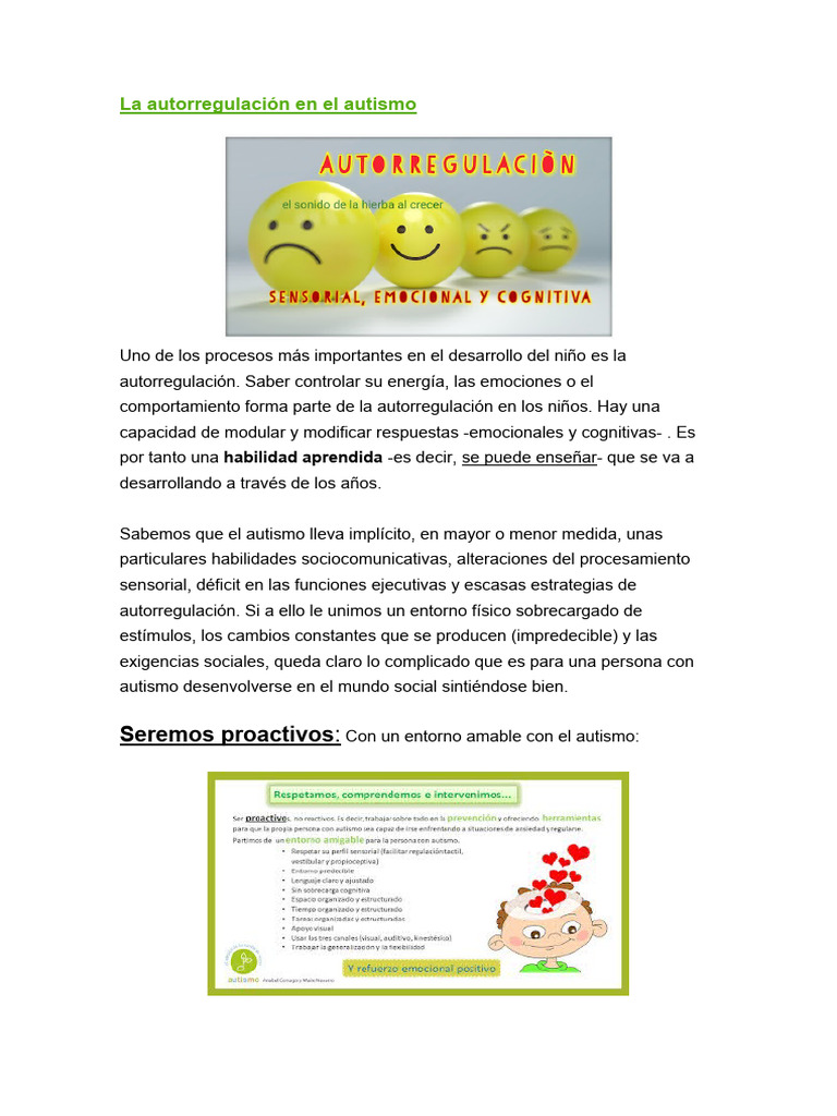 Estrategias de Autorregulación en Autismo | PDF | Las emociones ...