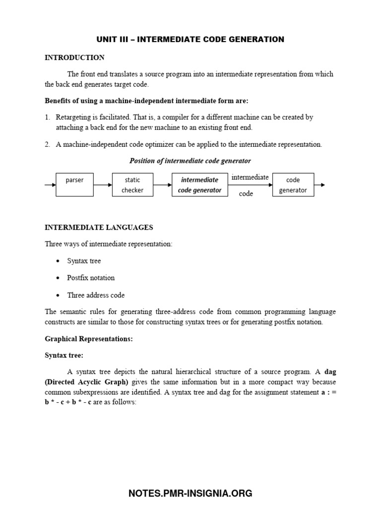 Intermediate Code Generation Explained | PDF | Data Type | Boolean Data ...