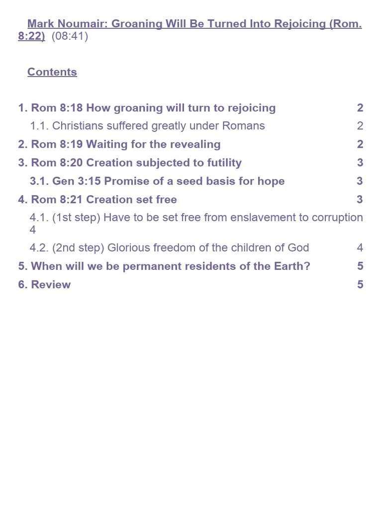 Groaning to Rejoicing: Romans 8 Explained | PDF | Eternal Life ...