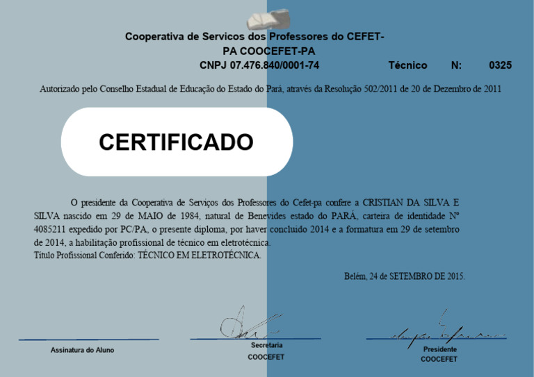 Certificado Eletrotecnica Pdf