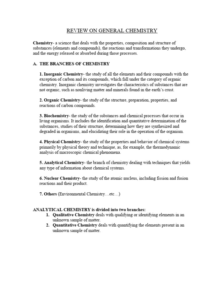 Overview of General Chemistry Concepts | PDF | Chemical Equilibrium ...