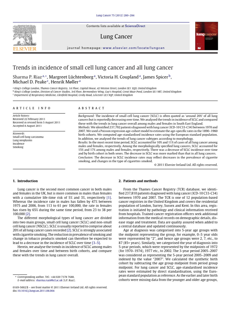 Trends in Small Cell Lung Cancer | PDF | Lung Cancer | Epidemiology