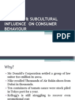 Cultural & Sub Cultural Influence on Consumer Behaviour