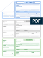 Talão de Recibo Documento A4 Verde Azul e Branco