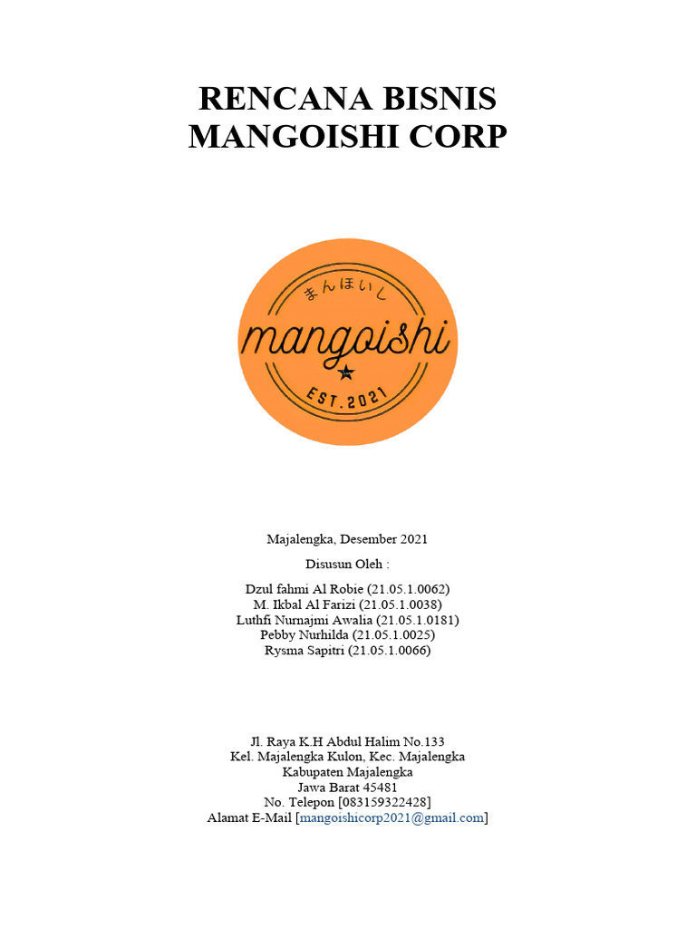 Cover RENCANA BISNIS | PDF