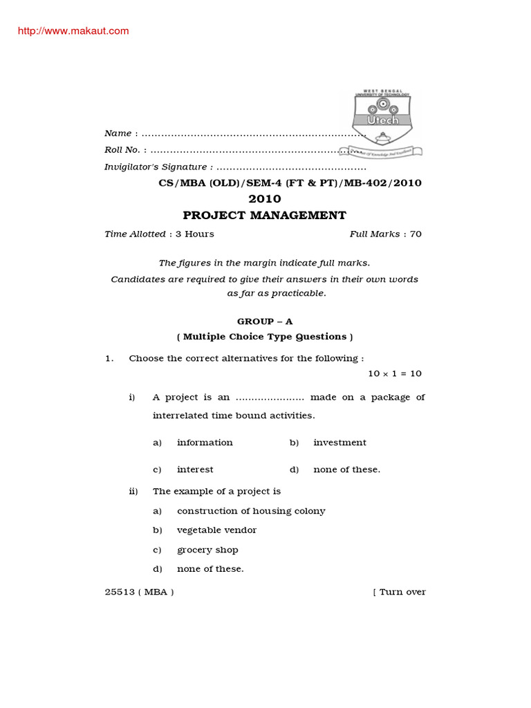 Project Management Exam MB-402 | PDF | Project Management | Economies
