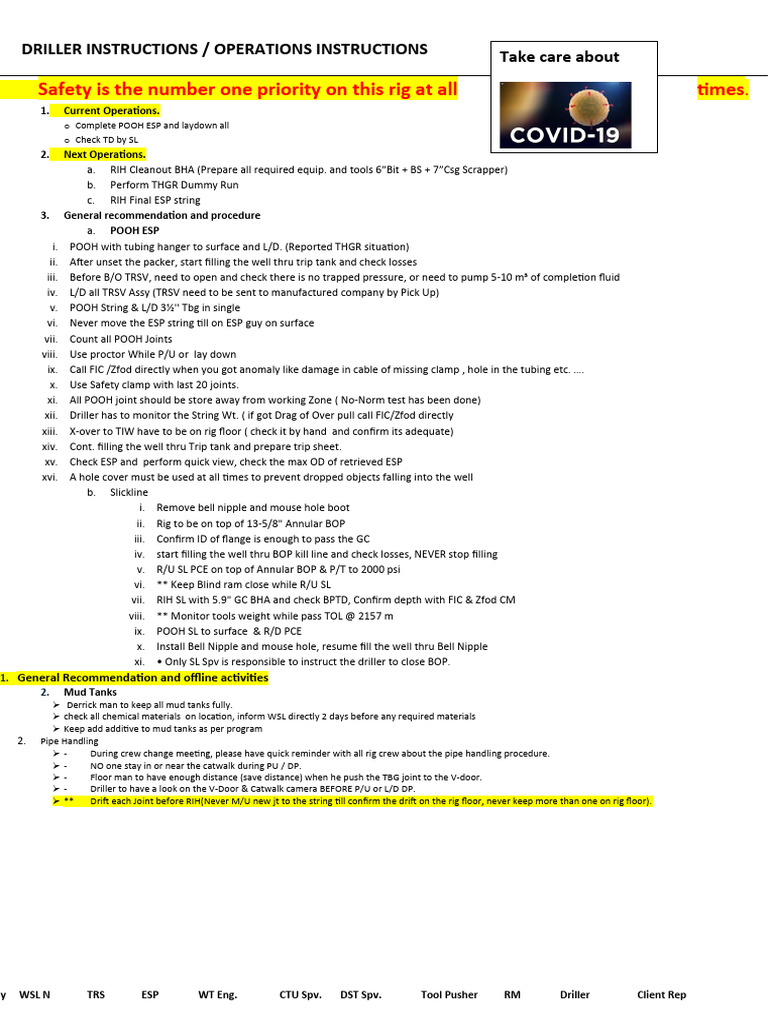 Driller Operations and Safety Guidelines | PDF | Business | Technology ...