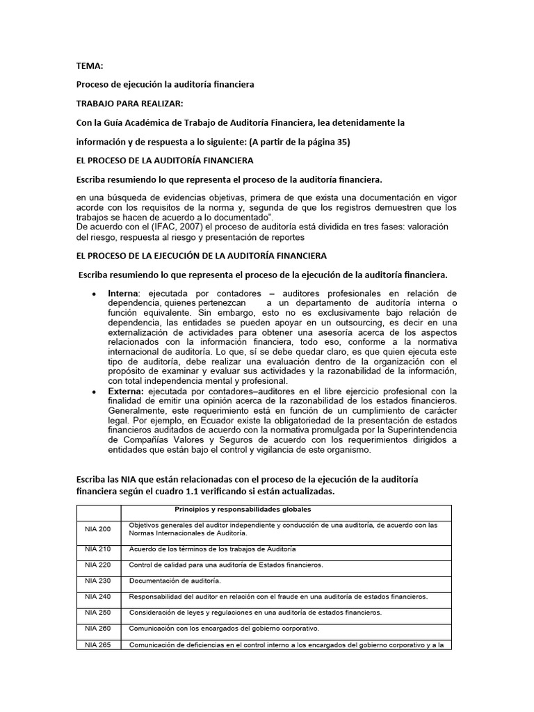 Proceso de Ejecución de Auditoría Financiera | PDF | Auditoría | Contralor