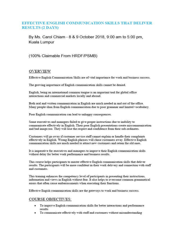 Master Effective English Skills Training | PDF | English Language ...
