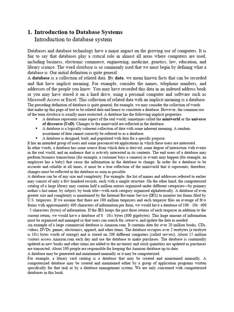 Fundamental of DB Handout | PDF | Databases | Data Management