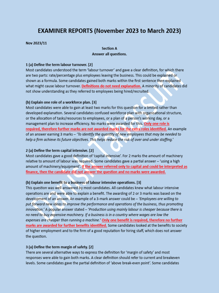 EXAMINER REPORTS - AS (March 2023-Nov 2023) | PDF | Marketing | Supply ...