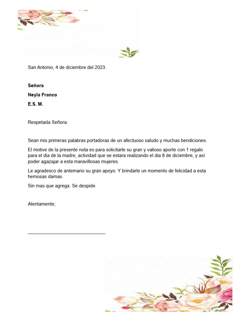 Carta para Mi Maestra | PDF | Salud y bienestar