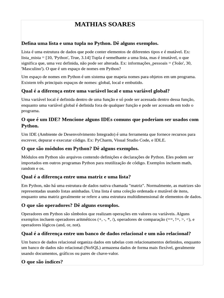 Estruturas de Dados e Conceitos em Python e AWS | PDF | Python ...