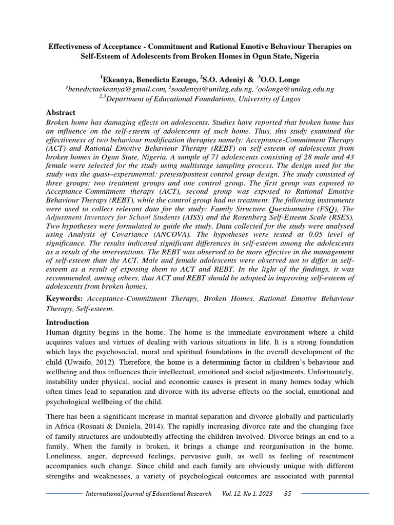 Impact of Therapies on Adolescent Self-Esteem | PDF | Self Esteem ...