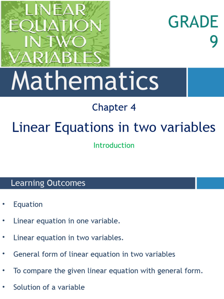 Class 9 - Linear Equations - Session 1-2 | PDF | Equations | System Of ...