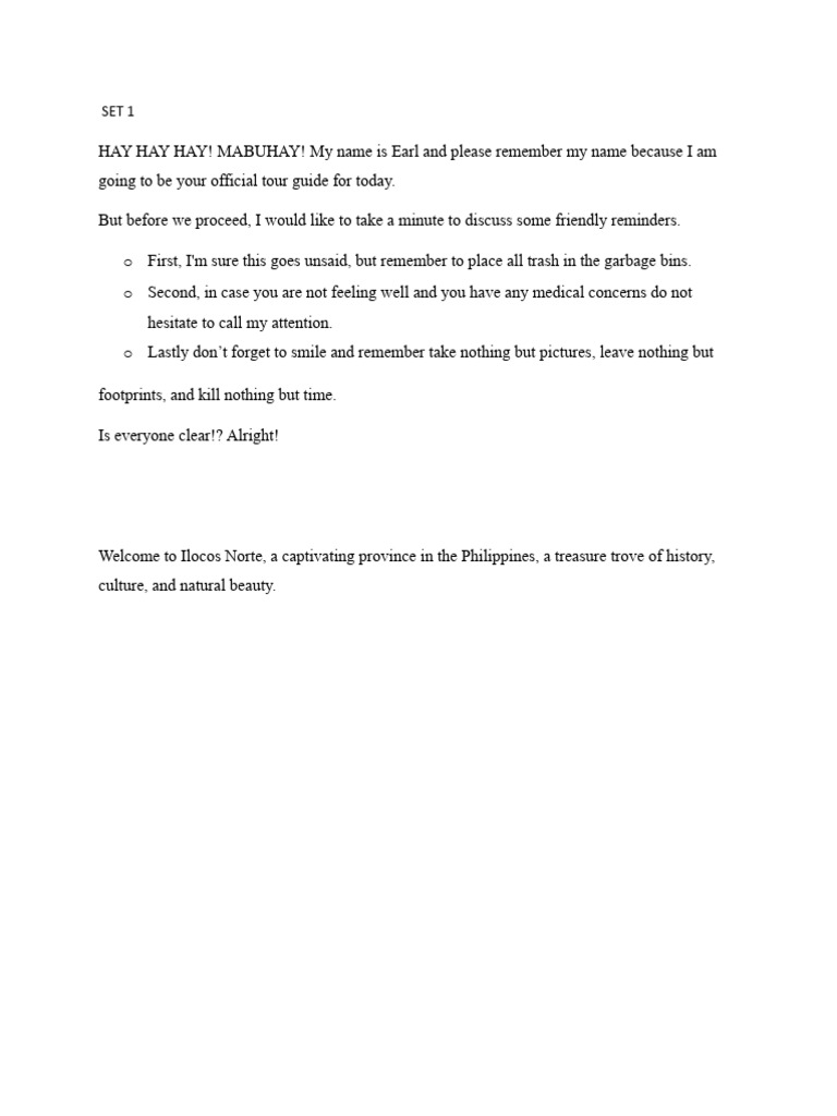 Set 1 tour duiding pdf