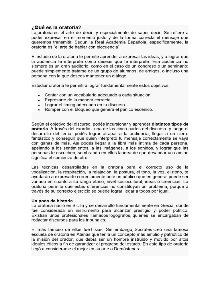 Introducción a la Oratoria y su Importancia | PDF | Hablar en público